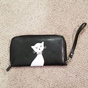 Zip Around Cat Clutch Wallet